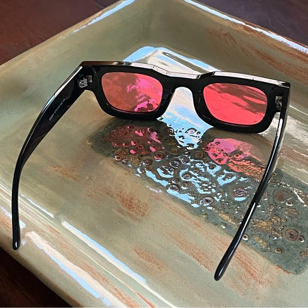 Worn 1 HOUR -Rose Lensed Sunglasses, Polarized, UV400, Shiny Black Frame